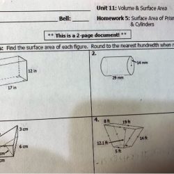 Surface area unit test answer key