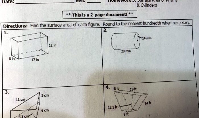 Surface area unit test answer key