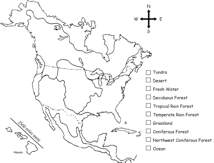 Color the north american biomes