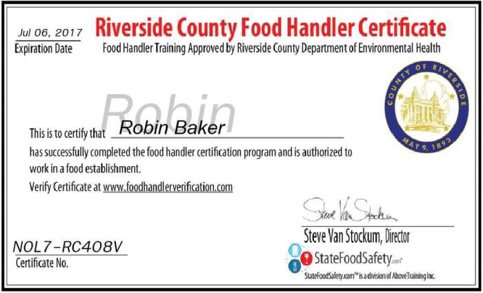 Riverside food handlers card answers