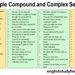 Simple compound complex and compound-complex sentences worksheet