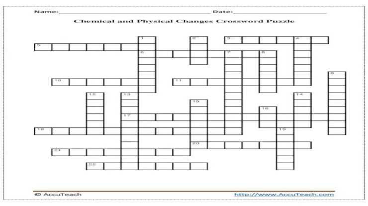 Chemical and physical changes crossword puzzle