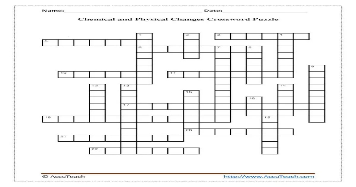 Chemical and physical changes crossword puzzle